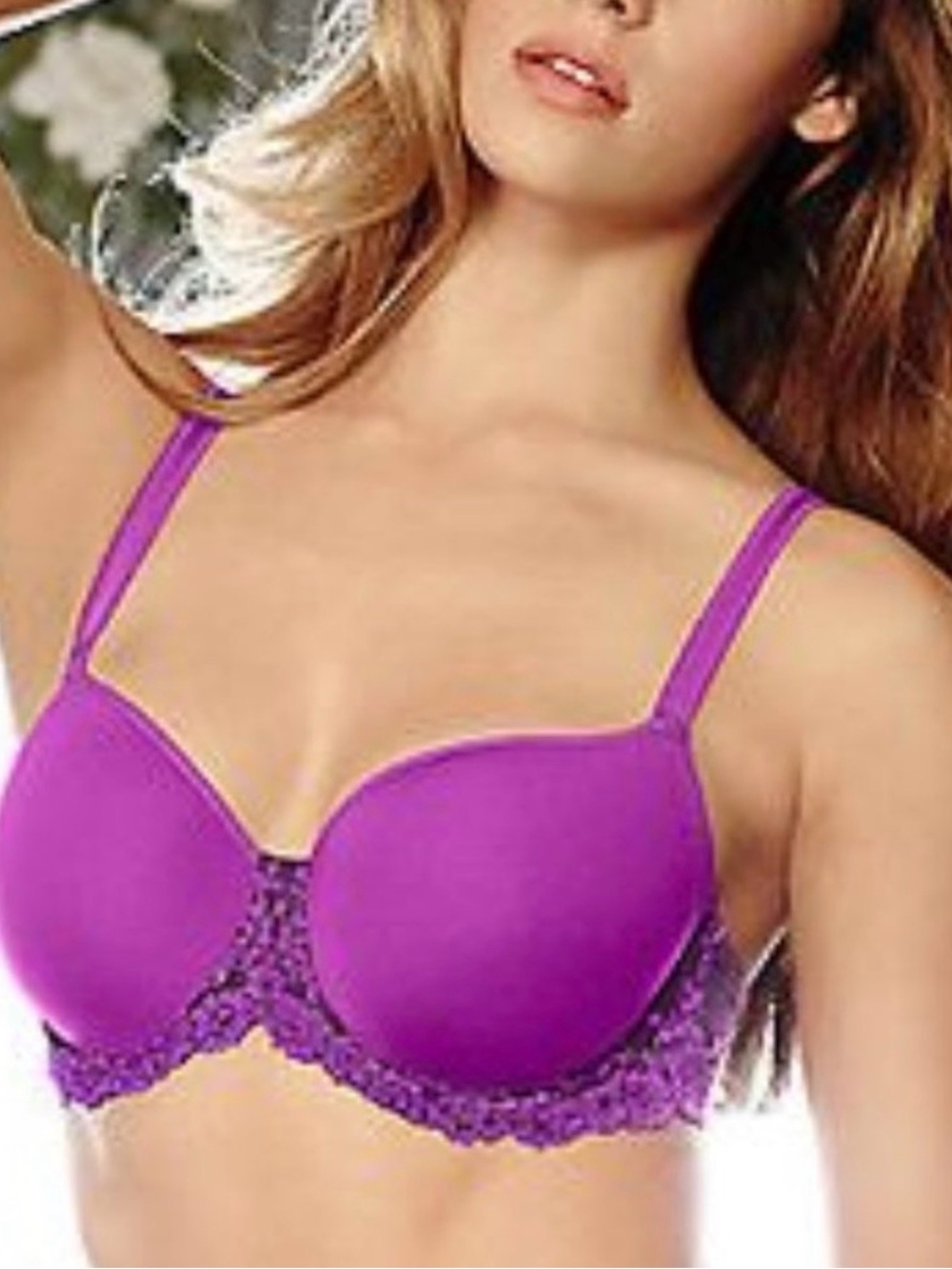 Wacoal 853191 Embrace Lace Contour T-Shirt Bra Fuchsia & Brown‎ Sz 38C NWOT